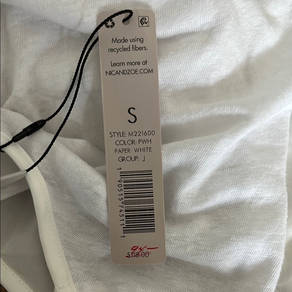 Nwt Nic+Zoe White Linen Blend Recycled Fibers Blouse Top - Size Small — image 5 of 8